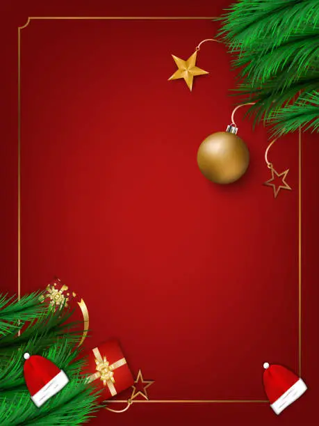 Vector illustration of Christmas  and red background with decoration  vector