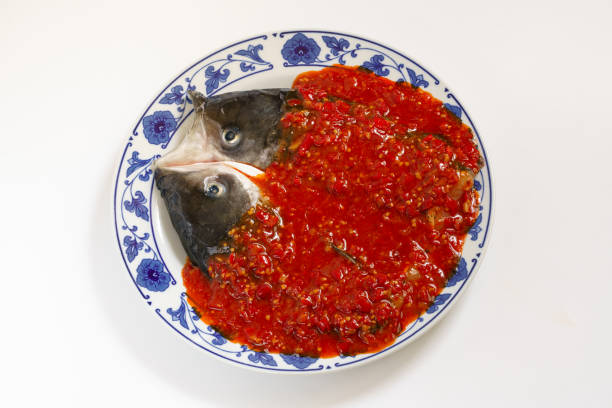 Steamed fish head with chopped red pepper, Chinese Hunan cuisine