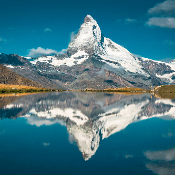 istock Great view with Matterhorn reflection from the Stellisee lake, Switzerland 1488143579