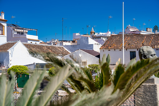 Colorful homes of Estepona on a clear sunny day, Andalusia.