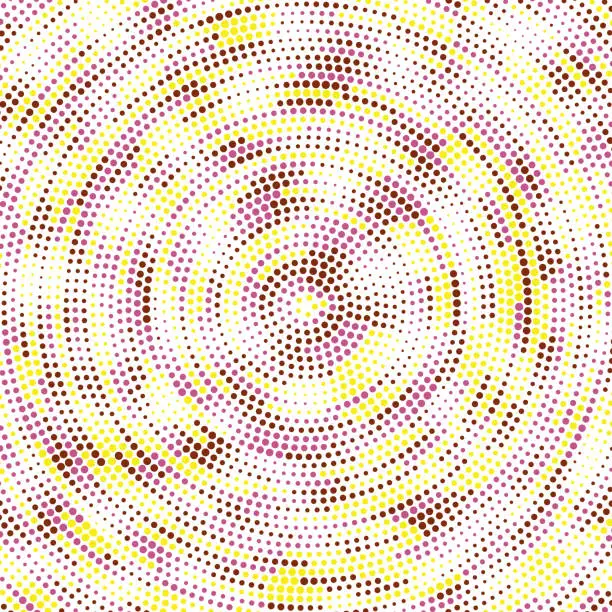 Vector illustration of Full frame small purple-yellow dots in concentric circles