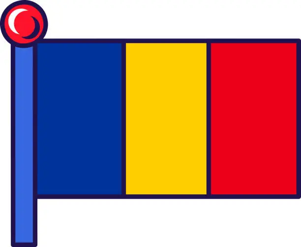 Vector illustration of Outline Flag Andorra Flagpole Flag Banner