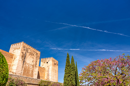 Exterior view of famous Alcazaba landmark in Granada, Andalusia - Spain