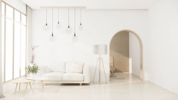 istock sofa armchair minimalist design muji style.3D rendering 1488150062