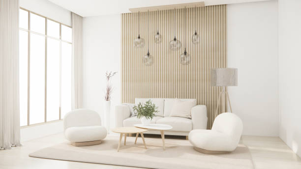 istock sofa armchair minimalist design muji style.3D rendering 1488150141