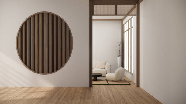 istock Muji style, Empty wooden room,Cleaning japandi room interior, 3D rendering 1488152046