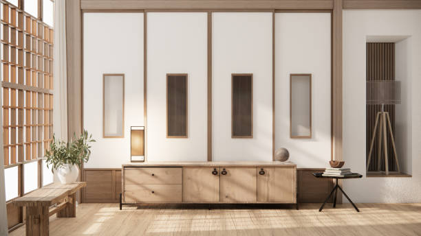 istock Minimal cabinet for tv interior wall mockup,3d rendering 1488153323