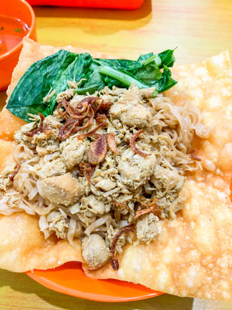 istock Bakmi ayam, typically Indonesia culinary made from thin noodles. 1488156389