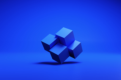 Modern minimalism, futuristic background with cubes and balls. 3d illustration, 3d rendering.