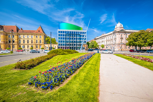 Zagreb. Republic of Croatia square architecture view, famous landmarks of capital of Croatia