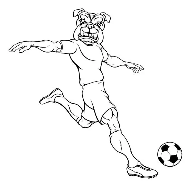 Vector illustration of Bulldog Soccer Football Player Sports Mascot