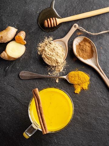 Turmeric, Latte, Ayurveda, Tea - Hot Drink, Food and drink, Drink, Food, Milk, Curcumin, Herbal Medicine, Ginger - Spice, Almond Milk, Alternative Therapy, Anti-inflammatory, Antioxidant, Aromatherapy