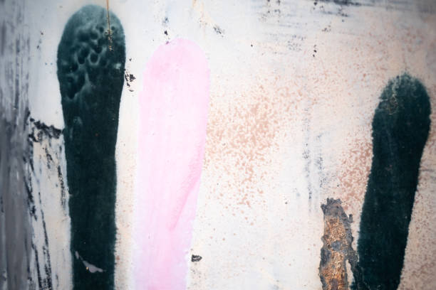 istock Abstract paint stains on a metal surface, grungy and messy background 1488186679