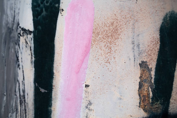 istock Abstract paint stains on a metal surface, grungy and messy background 1488186732
