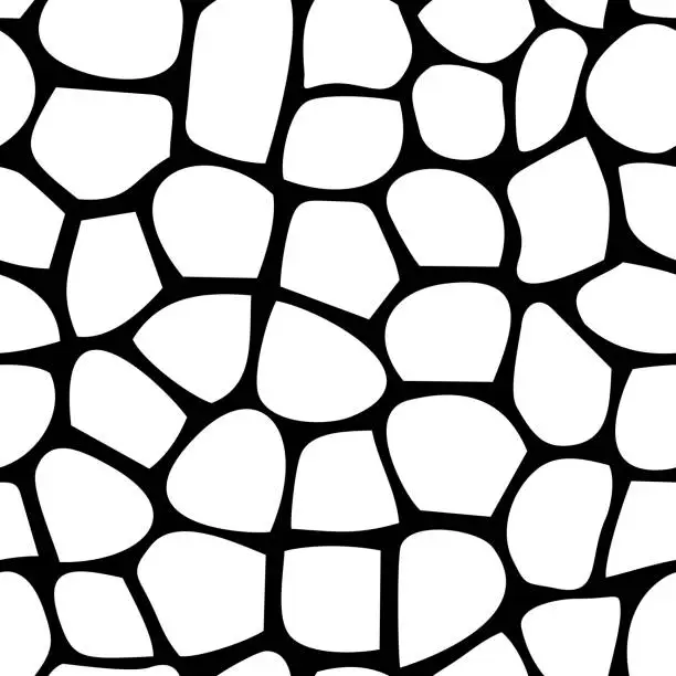 Vector illustration of Stone or Animal fur pattern in Black. Seamless vector.