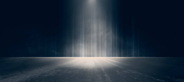 istock The dark stage shows, dark blue background, an empty dark scene, neon light, and spotlights The concrete floor and studio room with smoke float up the interior texture for display products 1488188883