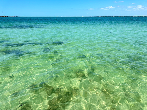 Tropical seascape with transparent clean water in Sarasota, Florida