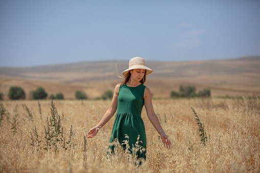 Beautiful Blonde woman in nature.