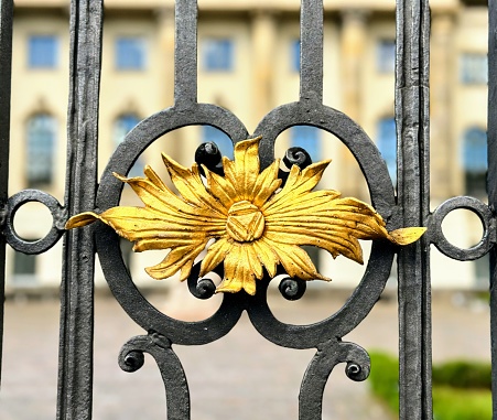 A golden detail on the gate of the Humboldt University of Berlin