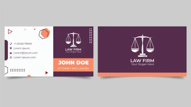 Vector illustration of Law Firm Business Card Template with Memphis Geometric Style