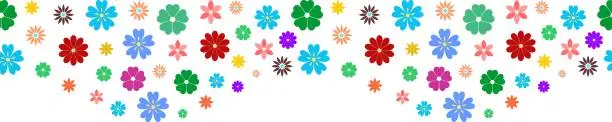 Vector illustration of Seamless Simple flower vector border on white isolated background.
