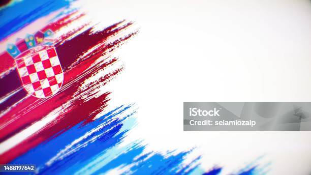 Croatian Flag Paint Brush On White Background The Concept Of Croatia Drawing Brushstroke Grunge Paint Strokes Dirty National Independence Patriotism Election Template Oil Painting Pastel Colored Cartoon Animation Textured Effect Stock Photo - Download Image Now