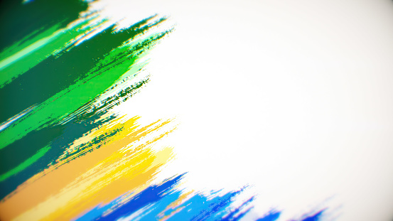 Gabon flag paint brush on white background, The concept of drawing, brushstroke, grunge, paint strokes, dirty, national, independence, patriotism, election, template, oil painting, pastel colored, cartoon animation, textured effect
