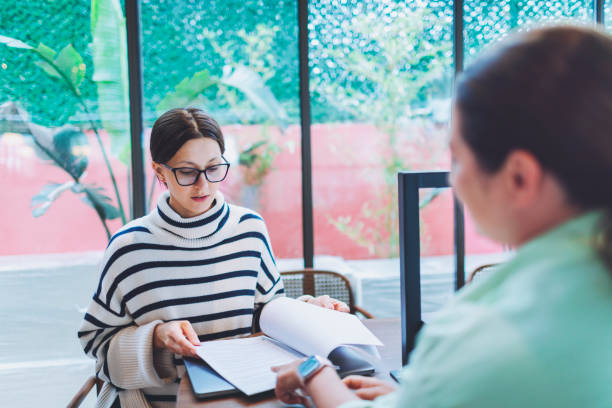 istock A lobby meeting between two women for a job interview 1488206714