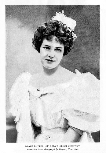 Portrait of Grace (nee Rutter) Elliston, an American actress. Photograph published 1897. Original edition is from my own archives. Copyright has expired and is in Public Domain.