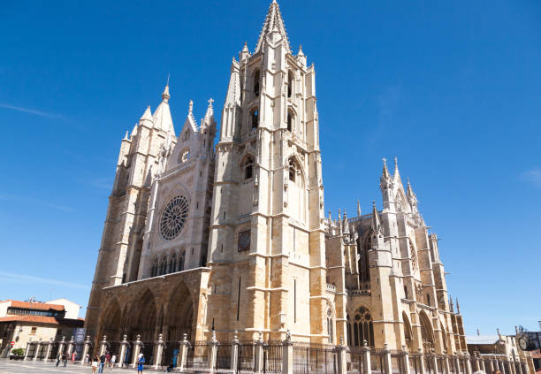 istock Leon cathedral facade view, Spanish landmark 1488214803