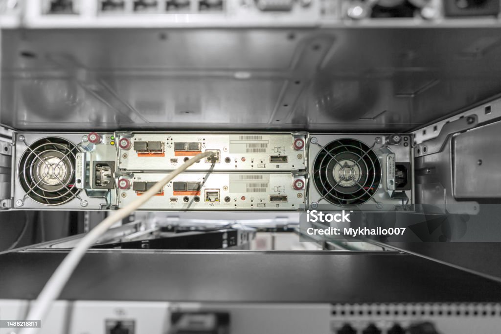 Server Chassis Cover Rear Server Hardware Installed In Rack Chassis In Datacenter Stock Photo ...