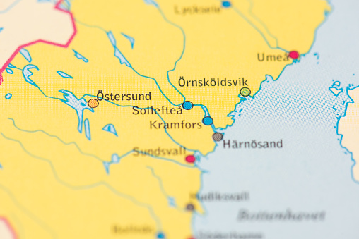 Map of Östersund in Sweden.