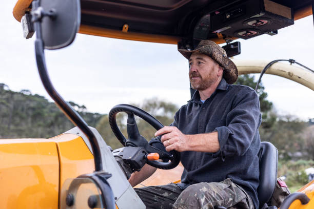 istock Caucasian man portrait on tractor 1488224191