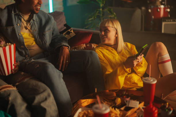 istock Trendy friends relaxing at home. 1488224323