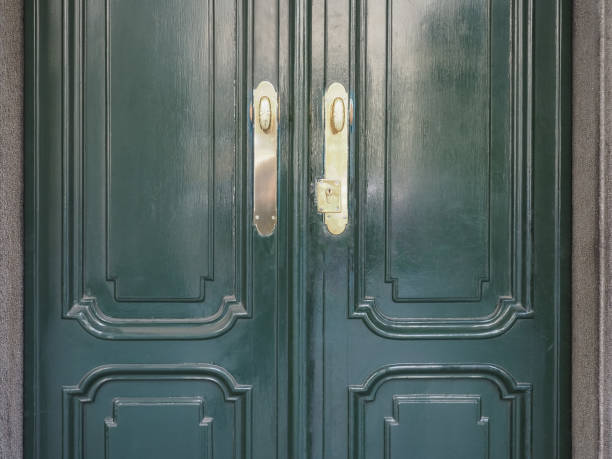 istock Dark green door background 1488228178