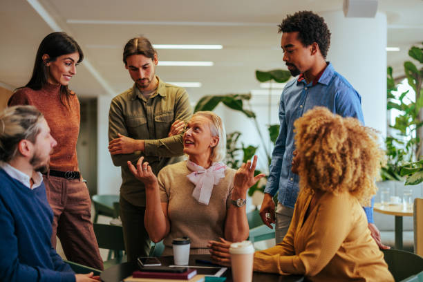 istock Diverse coworkers on coffee break. 1488229864