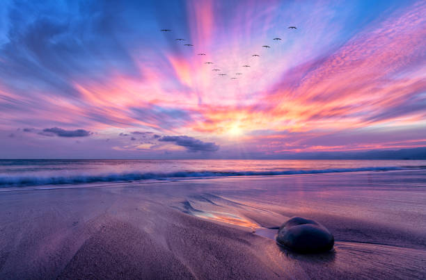 istock Sunset Ocean Surreal Beach Inspirational Landscape High Resolution 1488233094