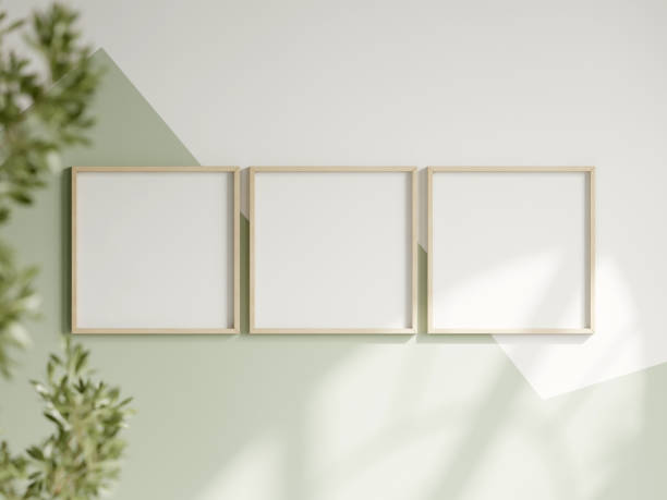 istock Frame mockup in green kids room interior, poster mockup, dinosaur frame mockup, 3d render 1488234643