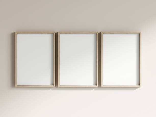 istock Frame mockup in minimalist boho interior, poster mockup, 3d render 1488235312
