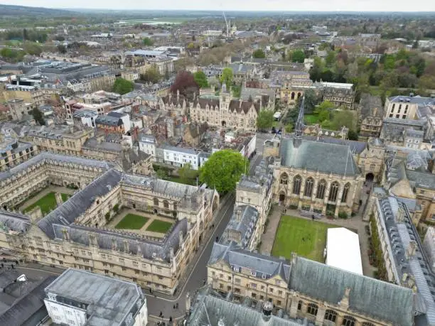 Photo of Oxford city centre UK drone aerial view