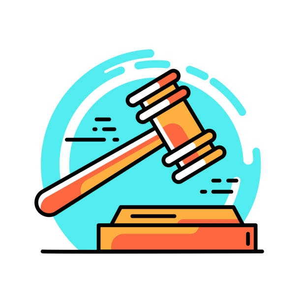 Gavel Icon Line Art vector art illustration