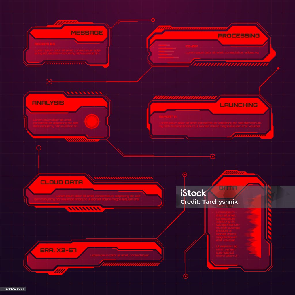 Red Ui Box Red Futuristic Hud Or Ui Elements Scifi User Interface Text Boxes ...