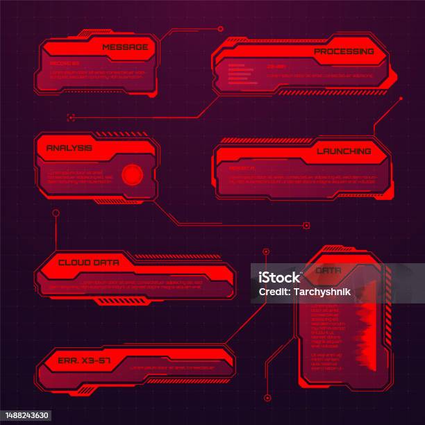 Red Ui Box Red Futuristic Hud Or Ui Elements Scifi User Interface Text Boxes ...