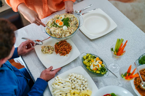 Appetisers  served in plates on dining table
