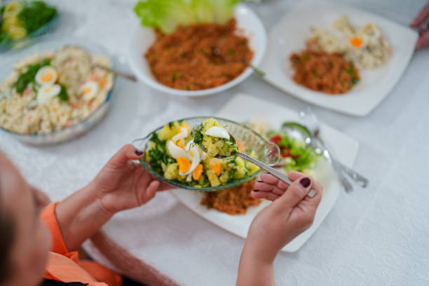 Healthy Foods served in plates on table