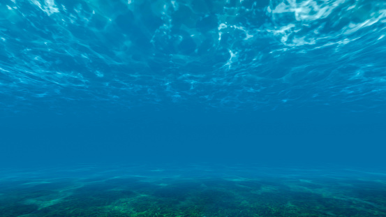 Deep blue ocean in the underwater world