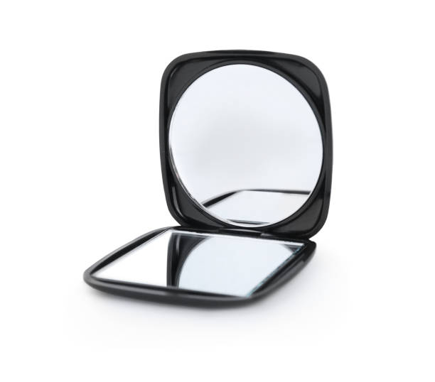 istock Stylish cosmetic pocket mirror isolated on white 1488253690