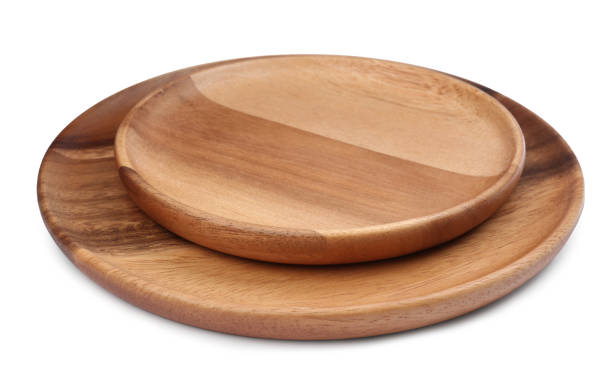 istock Two new wooden plates on white background 1488254962
