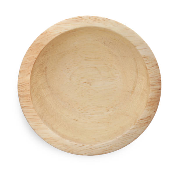 istock Wooden bowl on white background, top view 1488254968