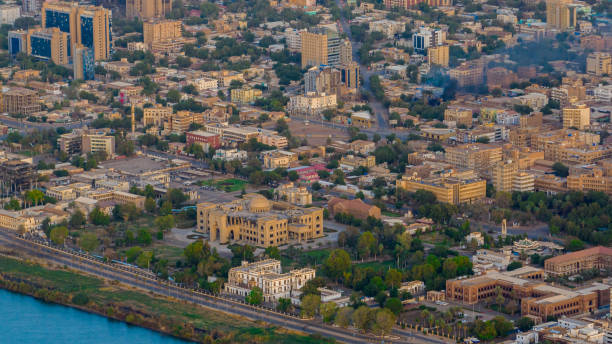 SUDAN This image grab taken  on May 7 2023, shows an aerial view of  Khartoum. - Fighting raged in Sudan, despite rival forces agreeing to extend a truce aimed to stem nearly two weeks of warfare that has killed hundreds and caused widespread destruction. Black clouds rose over the capital Khartoum as foreign nations scrambled to organise mass evacuations of their citizens abd stock pictures, royalty-free photos & images